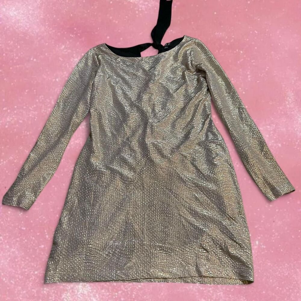 Gold long sleeve dress that ties in the back